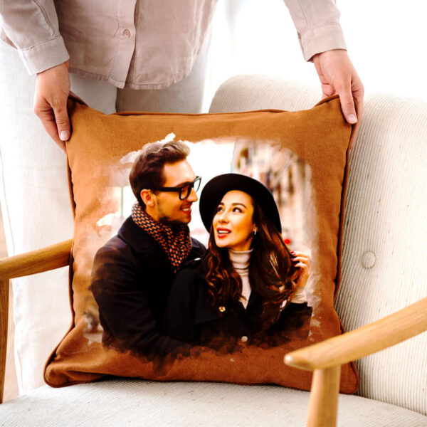 Custom Pillow Cover with Couple Photo - Image 2